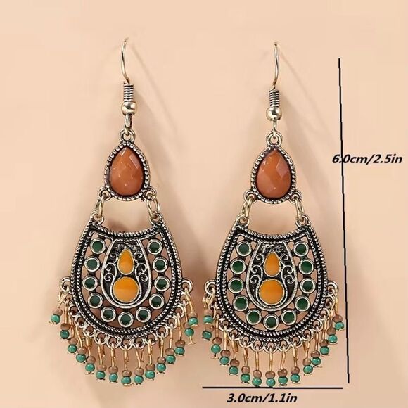 NEW … BOHEMIAN BEADED EARRINGS - Picture 4 of 6